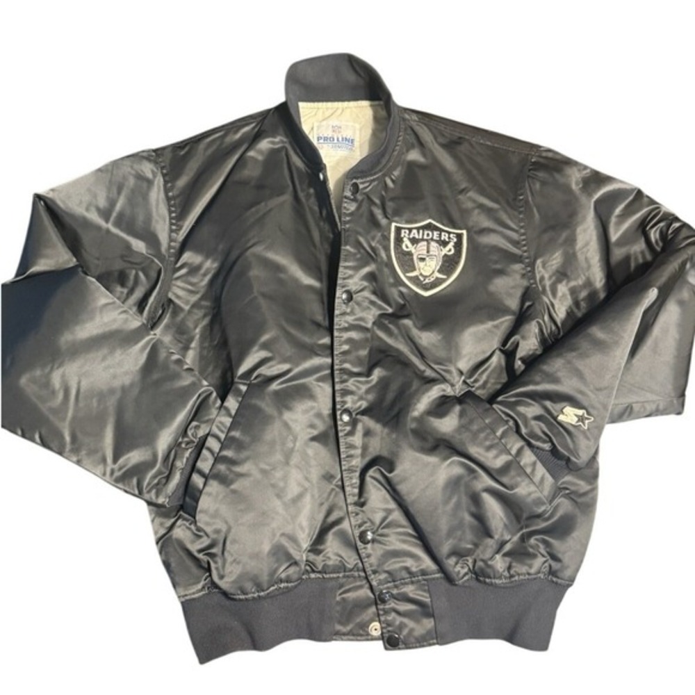 Vintage Raiders NFL Starter Pro Line 90s Satin‎ Jacket Mens L Black